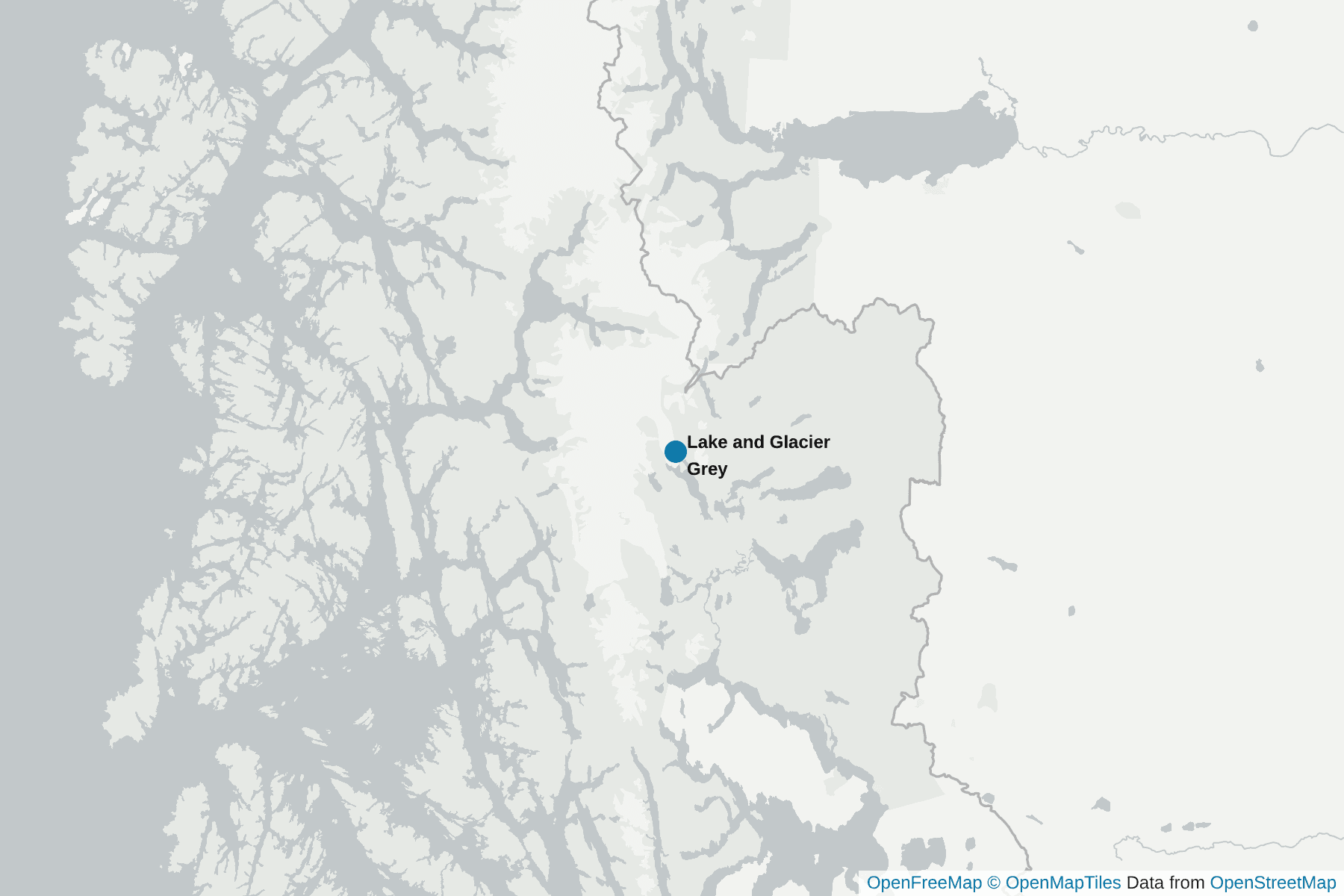 Map of Lake and Glacier Grey